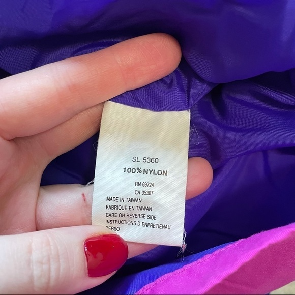 COLUMBIA Vintage Multicolour Retro Neon Pink Long Jacket Coat Medium - Picture 6 of 6